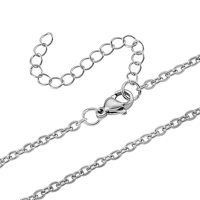 Multi Color Austrian Crystal 5pcs Solitaire and 1pc Mirror Pendant with Necklace (20 Inches) in Silvertone