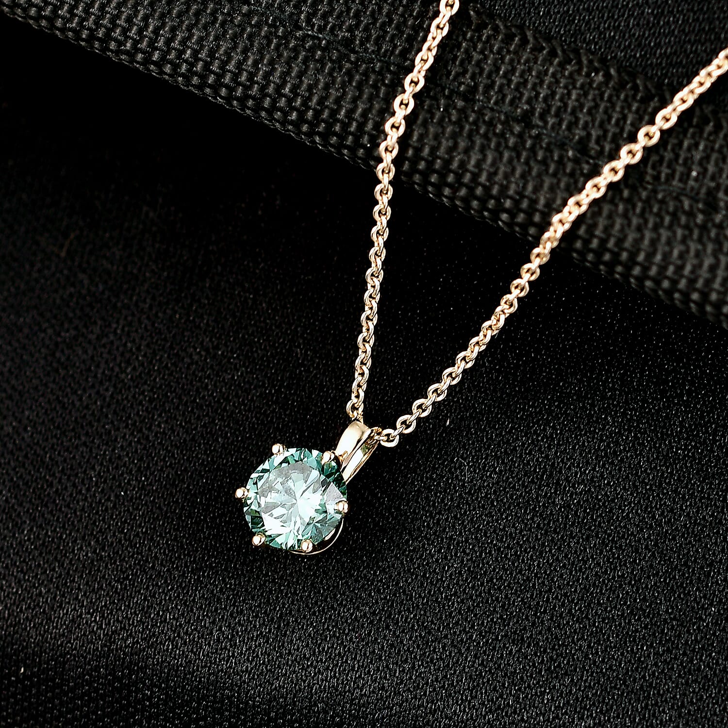 Luxuriant Lab Grown Green Diamond (IR) (SI) 1.00 ctw Timeless Promise Pendant Necklace in 10K Yellow Gold 20 Inches