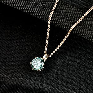 Luxuriant Lab Grown Green Diamond (IR) (SI) 1.00 ctw Timeless Promise Pendant Necklace in 10K Yellow Gold 20 Inches