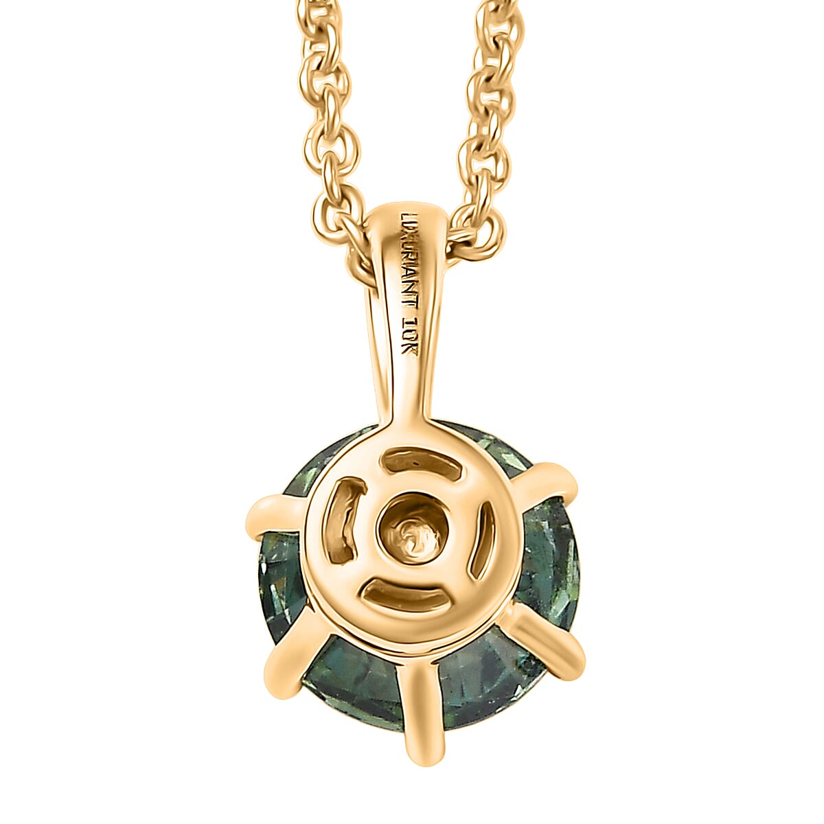 Luxuriant Lab Grown Green Diamond (IR) (SI) 1.00 ctw Timeless Promise Pendant Necklace in 10K Yellow Gold 20 Inches