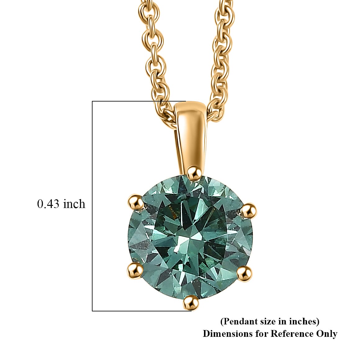 Luxuriant Lab Grown Green Diamond (IR) (SI) 1.00 ctw Timeless Promise Pendant Necklace in 10K Yellow Gold 20 Inches