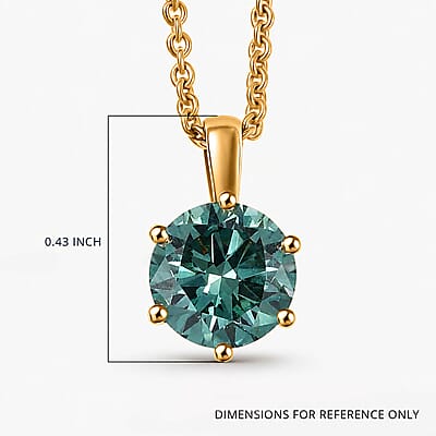 Luxuriant Lab Grown Green Diamond (IR) (SI) 1.00 ctw Timeless Promise Pendant Necklace in 10K Yellow Gold 20 Inches