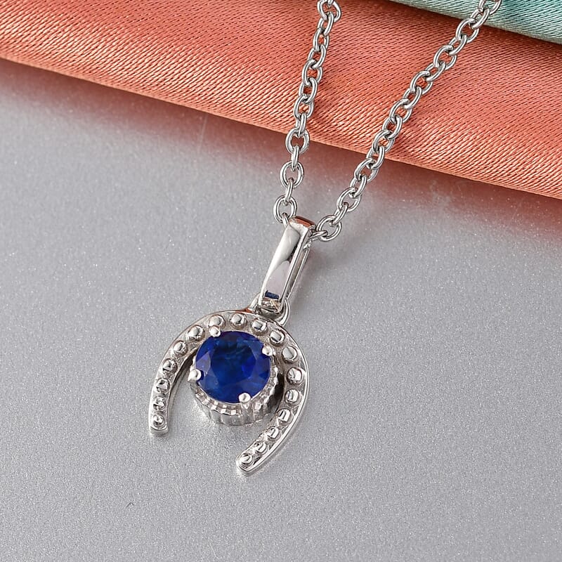 D'Joy AAA Kashmir Kyanite 0.70 ctw Pendant in Platinum Over Sterling Silver with Stainless Steel (20 Inches)
