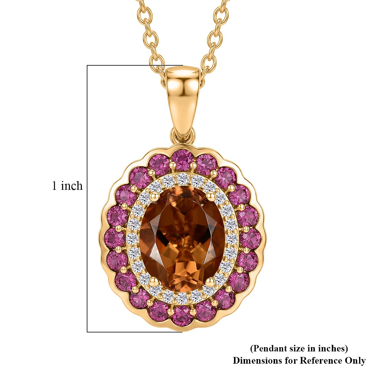 EverTrue Autumn Alexite and Multi Gemstone 3.80 ctw Fallfire Bloom Pendant in 18K YG Plated with ION Plated YG Stainless Steel Necklace 20 Inches