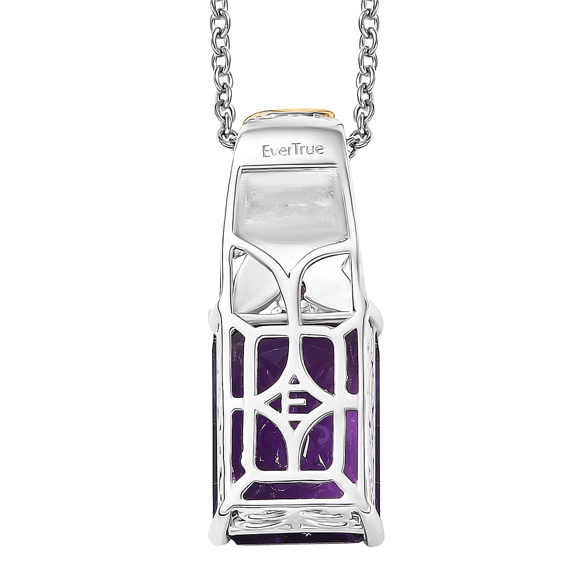 EverTrue African Amethyst Pendant in 18K YG Plated and Platinum Bond with Stainless Steel Necklace (20 Inches) 6.85 ctw image number 4