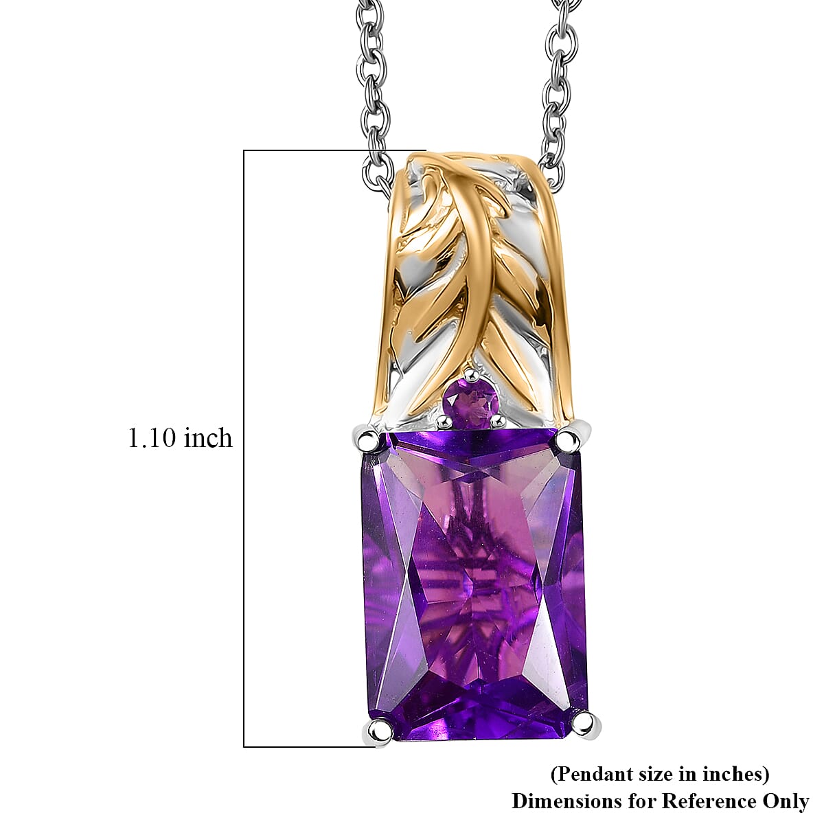 EverTrue African Amethyst Pendant in 18K YG Plated and Platinum Bond with Stainless Steel Necklace (20 Inches) 6.85 ctw image number 5