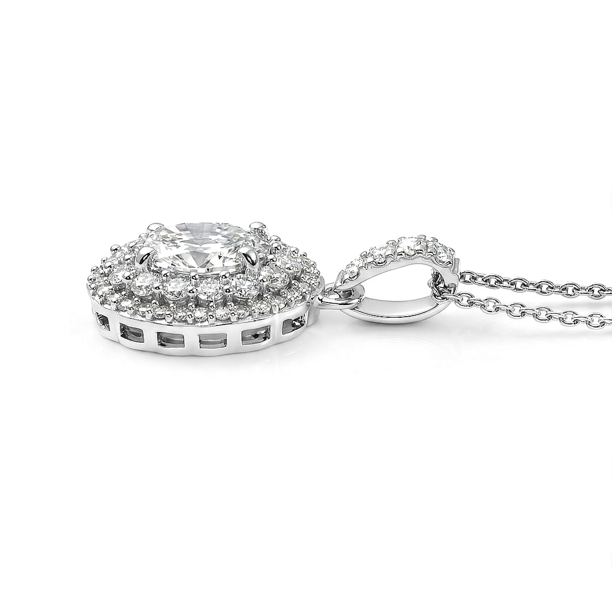 Luxuriant Lab Grown Diamond G-H SI 1.65 ctw Pendant Necklace in Rhodium Over Sterling Silver 20 Inches  image number 3