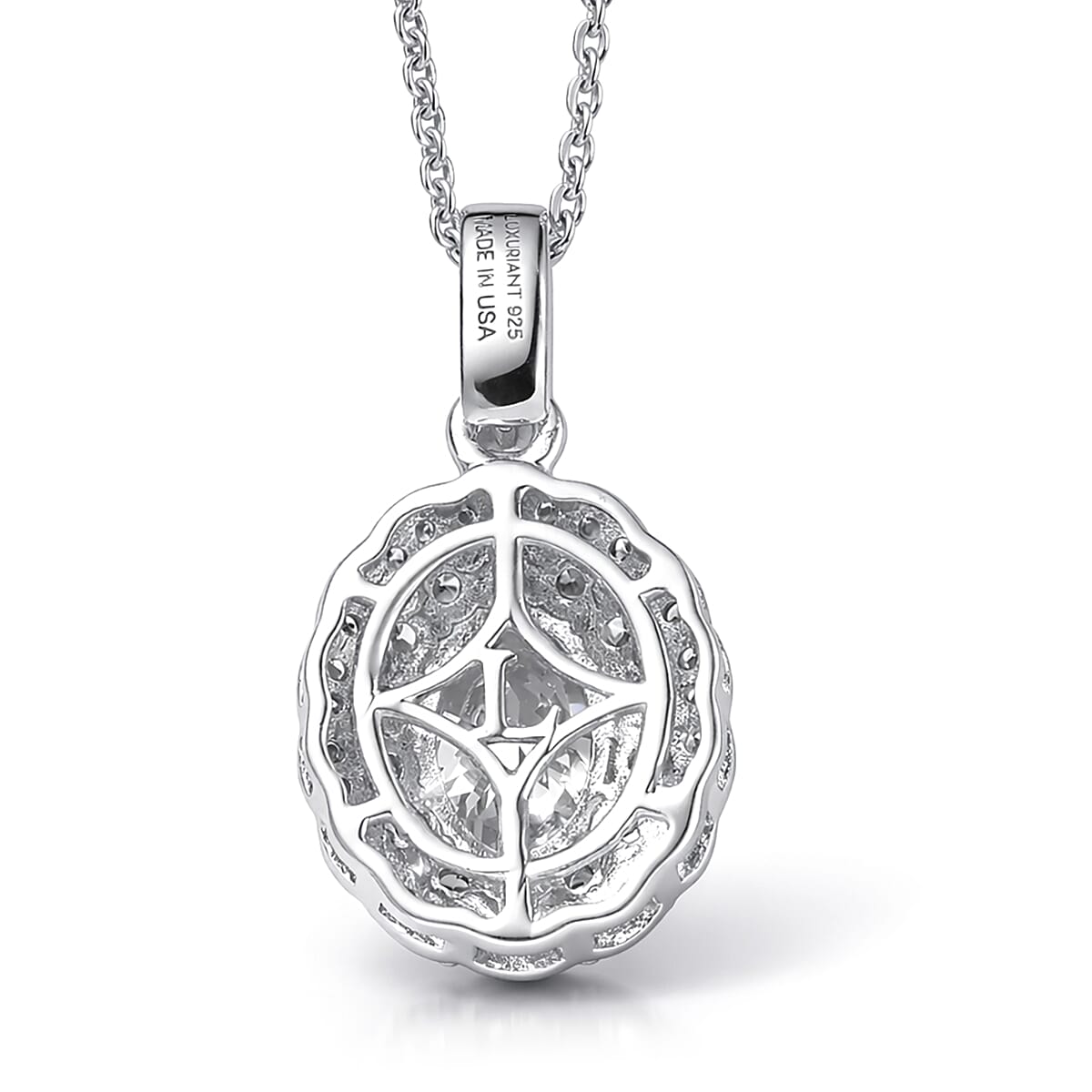 Luxuriant Lab Grown Diamond G-H SI 1.65 ctw Pendant Necklace in Rhodium Over Sterling Silver 20 Inches  image number 4
