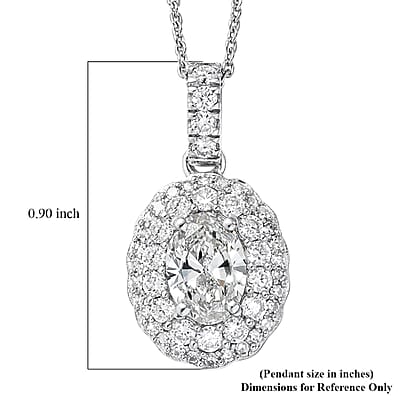 Luxuriant Lab Grown Diamond G-H SI 1.65 ctw Radiant Sunburst Pendant Necklace in Rhodium Over Sterling Silver 20 Inches