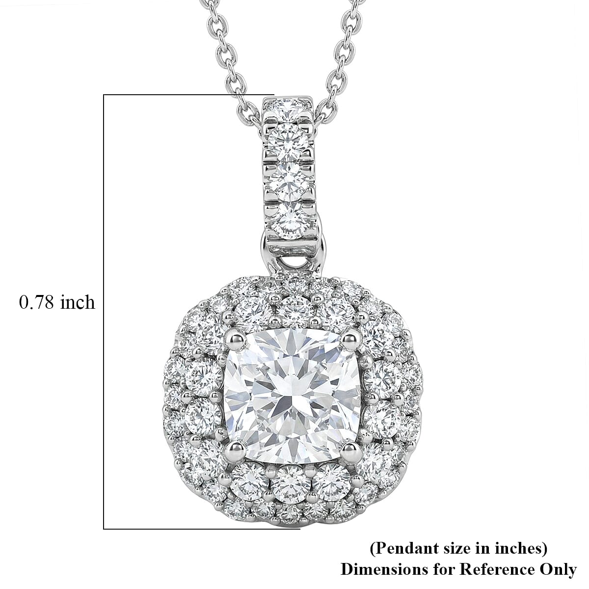 Luxuriant Lab Grown Diamond G-H SI 1.80 ctw Radiant Sunburst Pendant Necklace in Rhodium Over Sterling Silver 20 Inches 