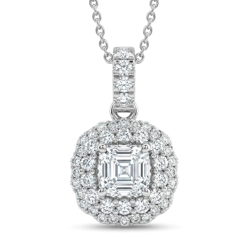 Luxuriant Lab Grown Diamond G-H SI 1.70 ctw Radiant Sunburst Pendant Necklace in Rhodium Over Sterling Silver 20 Inches