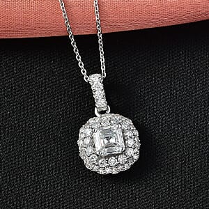 Luxuriant Lab Grown Diamond G-H SI 1.70 ctw Radiant Sunburst Pendant Necklace in Rhodium Over Sterling Silver 20 Inches 