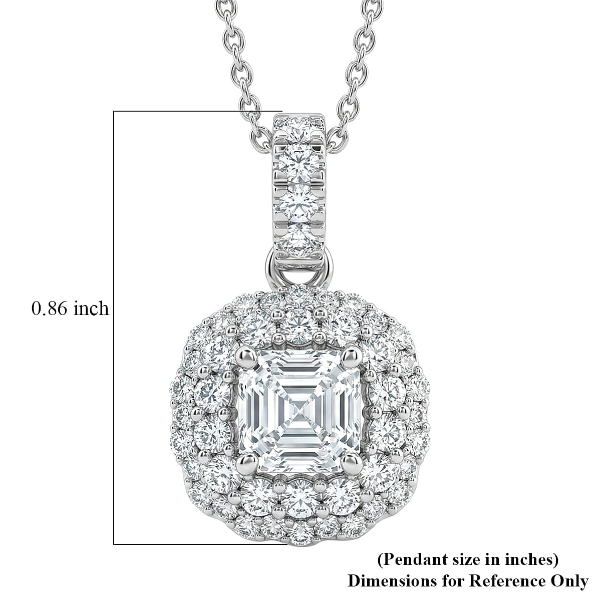 Luxuriant Lab Grown Diamond G-H SI 1.70 ctw Radiant Sunburst Pendant Necklace in Rhodium Over Sterling Silver 20 Inches