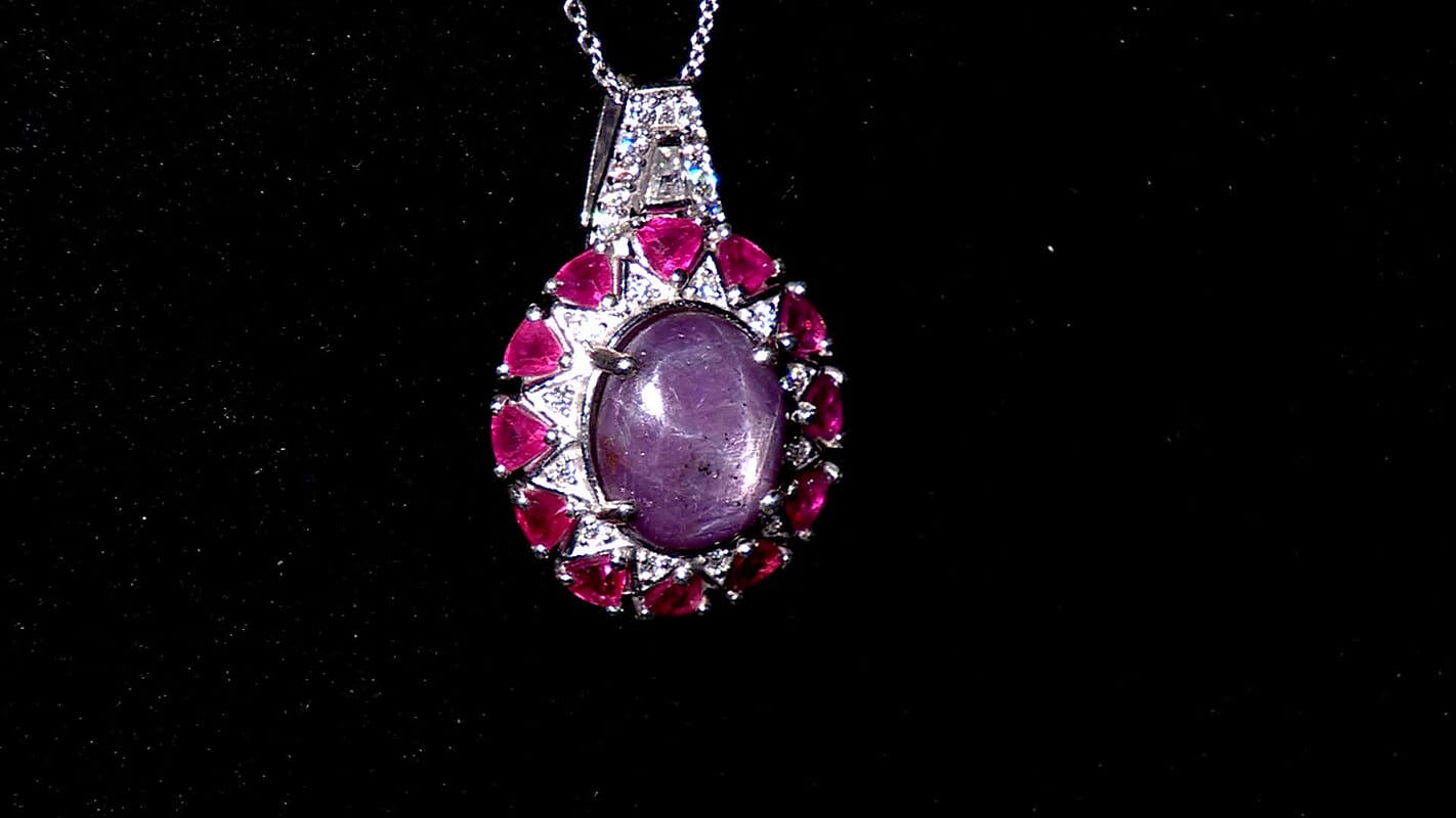 D'Joy Blue Star Sapphire (DF) and Multi Gemstone 8.60 ctw Pendant Necklace in Rhodium Over Sterling Silver (20 Inches)