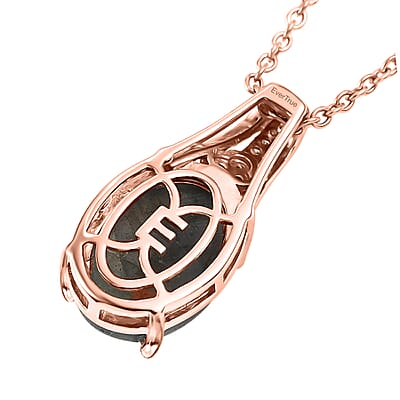 EverTrue Premium Malagasy Labradorite and Multi Gemstone 5.60 ctw Pendant in 18K RG Plated with ION Plated RG Stainless Steel Necklace 20 Inches