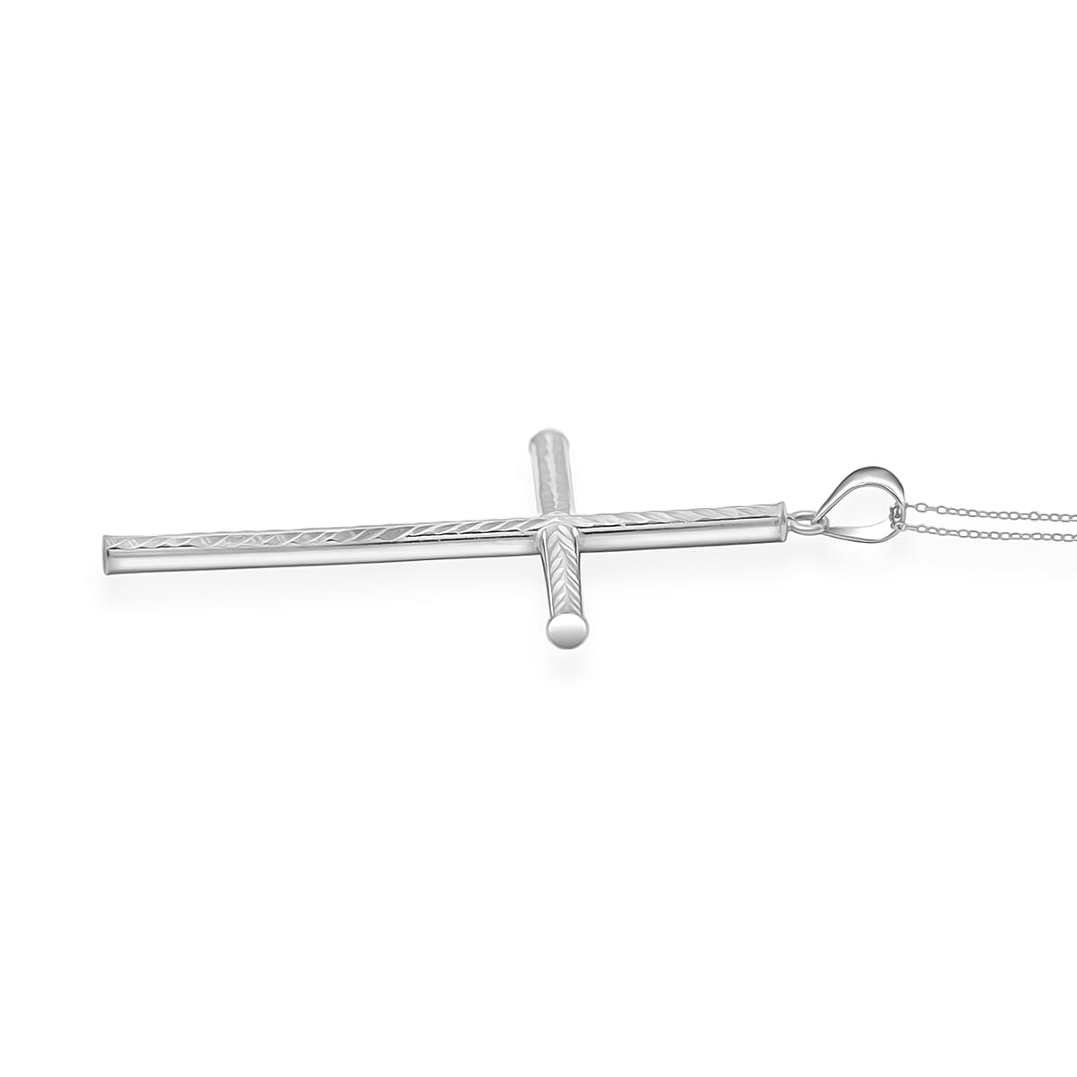 Cross Pendant Necklace in Sterling Silver 3.40 Grams 18 Inches image number 3