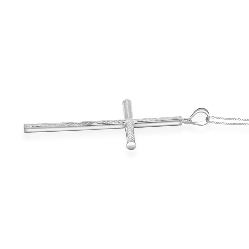 Cross Pendant Necklace in Sterling Silver 3.40 Grams 18 Inches