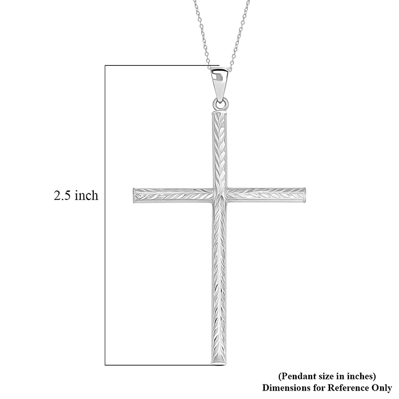 Cross Pendant Necklace in Sterling Silver 3.40 Grams 18 Inches
