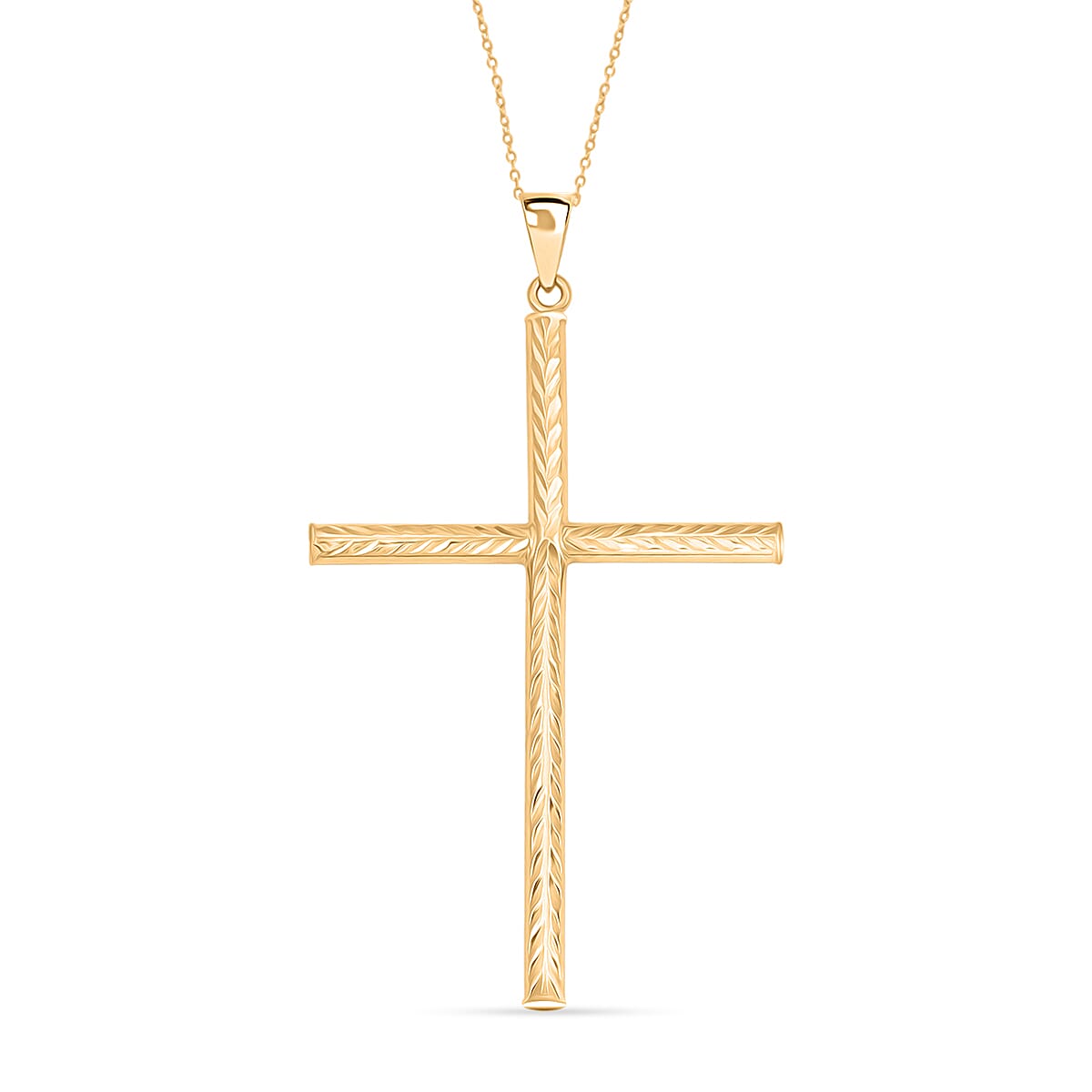 Cross Pendant Necklace in 14K YG Over Sterling Silver 3.40 Grams 18 Inches