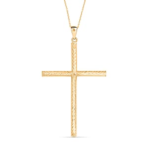 Cross Pendant Necklace in 14K YG Over Sterling Silver 3.40 Grams 18 Inches