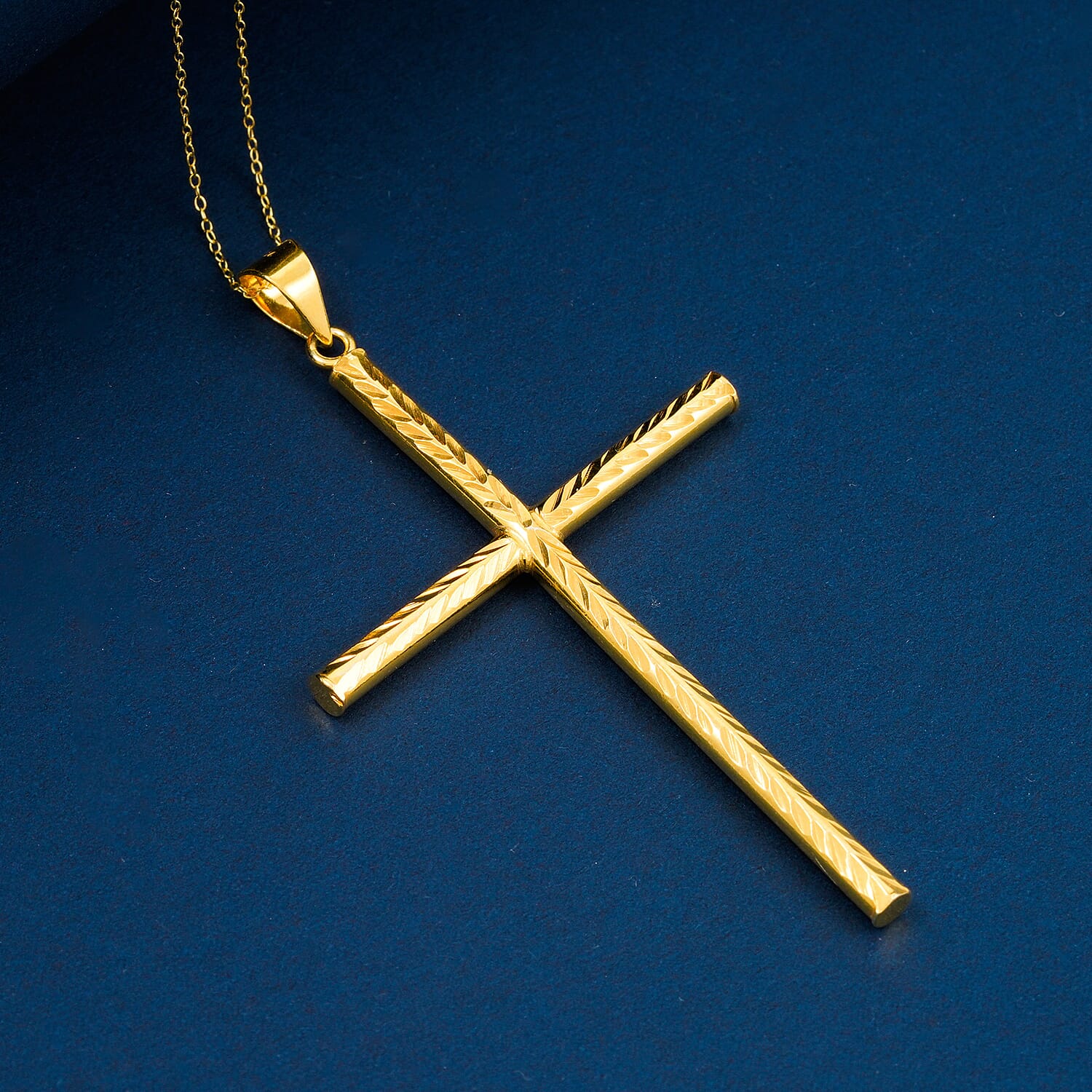 Cross Pendant Necklace in 14K YG Over Sterling Silver 3.40 Grams 18 Inches