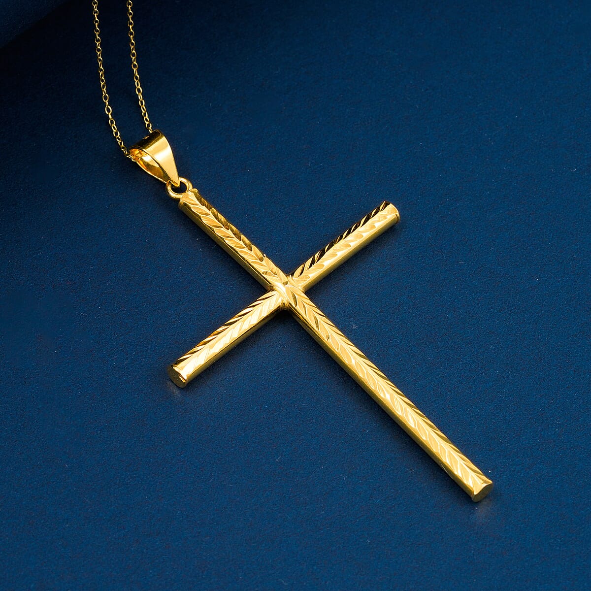Cross Pendant Necklace in 14K YG Over Sterling Silver 3.40 Grams 18 Inches image number 1