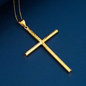 Cross Pendant Necklace in 14K YG Over Sterling Silver 3.40 Grams 18 Inches
