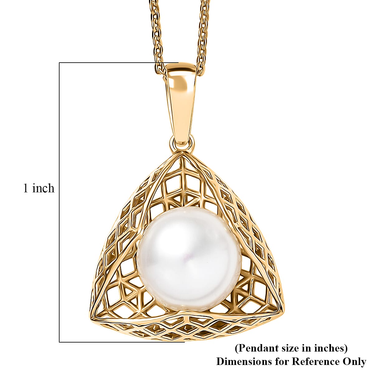 D,Joy Premium Freshwater Pearl Pendant Necklace in 18K Vermeil Yellow Gold Over Sterling Silver 20 Inches  image number 6