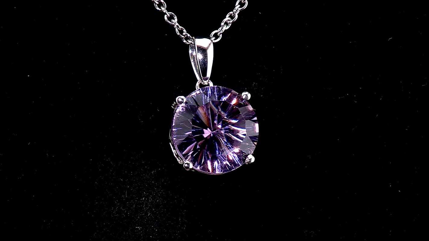 D''Joy Rose De France Amethyst and White Zircon 5.90 ctw Pendant in Platinum Over Sterling Silver with Stainless Steel Necklace 20 Inches