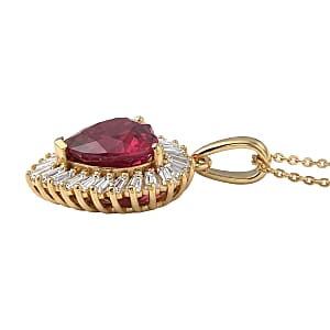 D'Joy Niassa Ruby (FF) and Moissanite 5.90 ctw Heart Pendant Necklace in 18K Vermeil Yellow Gold Over Sterling Silver 20 Inches
