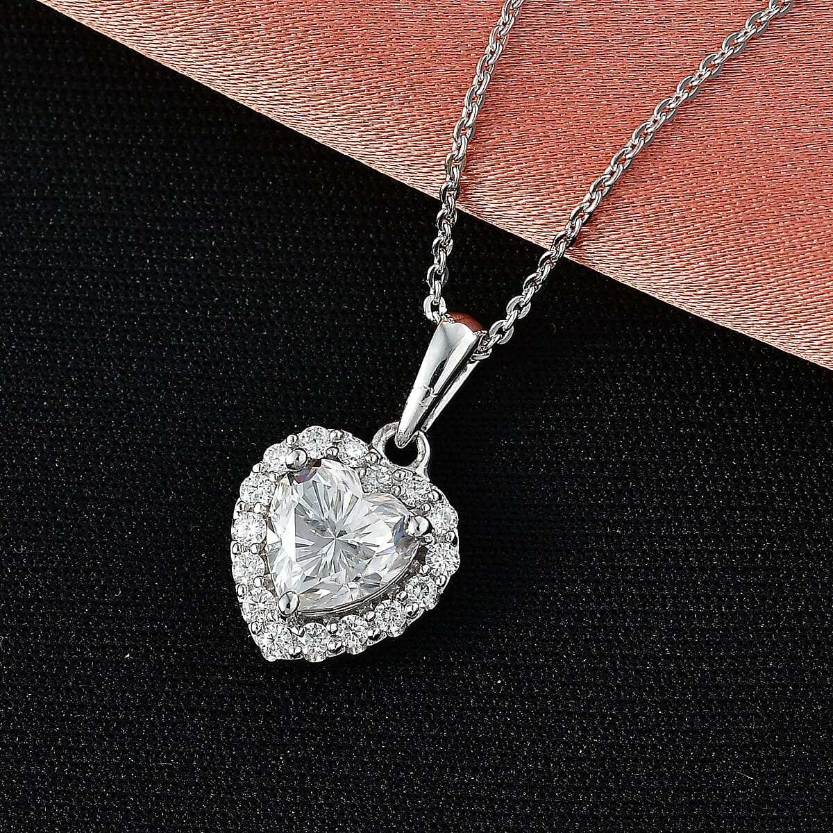 D'Joy Moissanite 1.60 ctw Heart Pendant Necklace in Rhodium Over Sterling Silver (20 Inches) image number 1