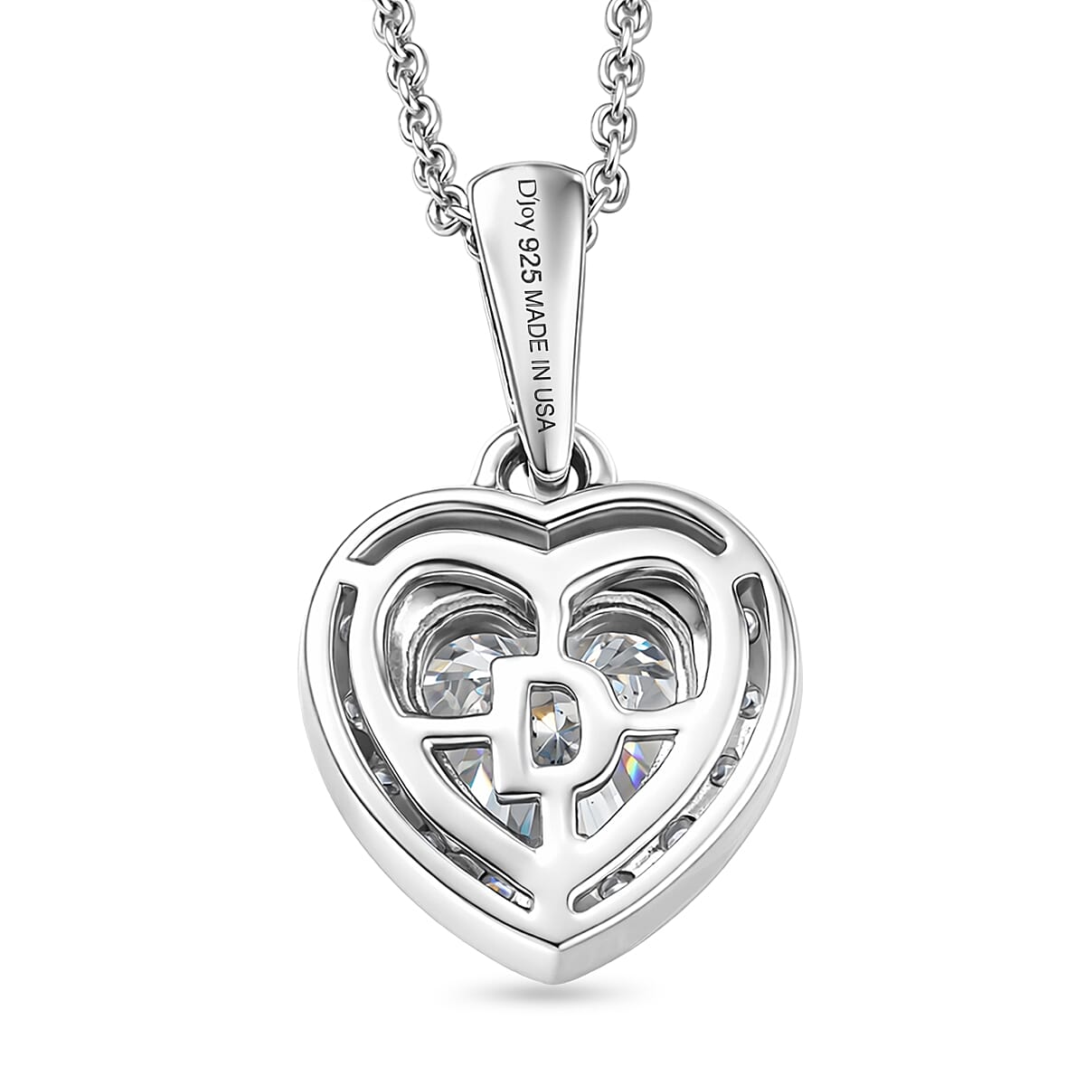 D'Joy Moissanite 1.60 ctw Heart Pendant Necklace in Rhodium Over Sterling Silver (20 Inches) image number 4