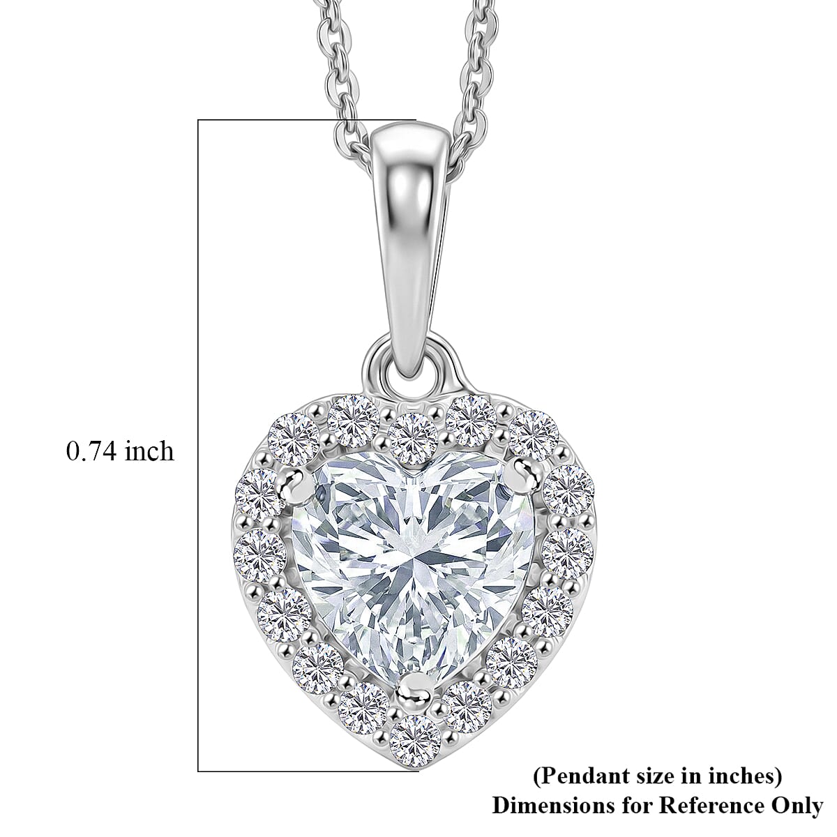 D'Joy Moissanite 1.60 ctw Heart Pendant Necklace in Rhodium Over Sterling Silver (20 Inches) image number 6