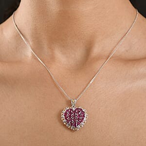 D'Joy Niassa Ruby 4.50 ctw Heart Pendant Necklace in 18K Vermeil YG and Rhodium Over Sterling Silver 20 Inches