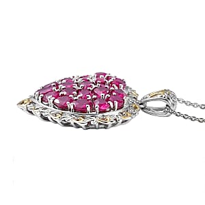 D'Joy Niassa Ruby 4.50 ctw Heart Pendant Necklace in 18K Vermeil YG and Rhodium Over Sterling Silver 20 Inches