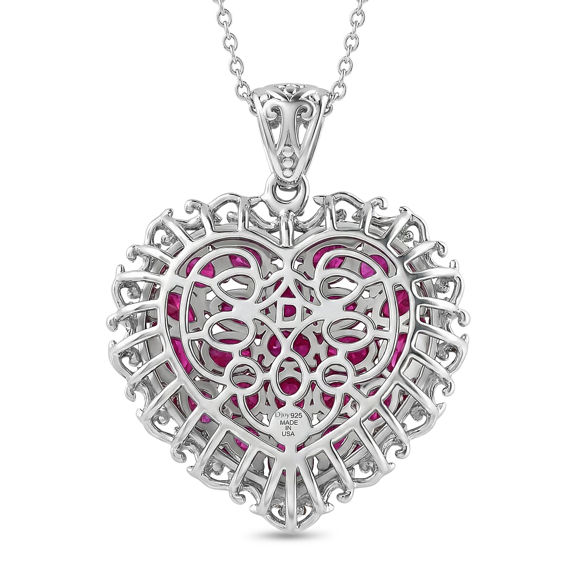 D'Joy Niassa Ruby 4.50 ctw Heart Pendant Necklace in 18K Vermeil YG and Rhodium Over Sterling Silver 20 Inches