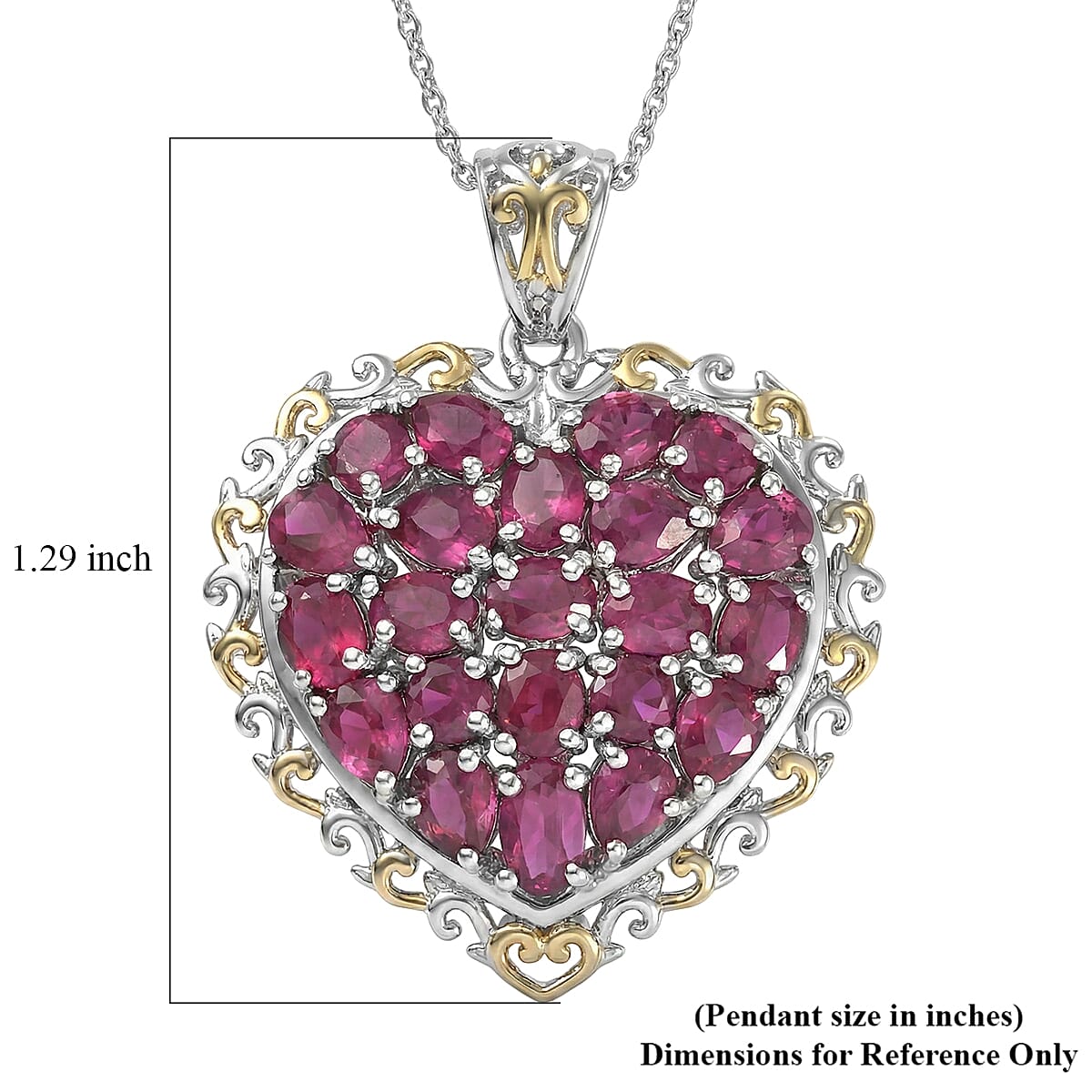 D'Joy Niassa Ruby 4.50 ctw Heart Pendant Necklace in 18K Vermeil YG and Rhodium Over Sterling Silver 20 Inches image number 6