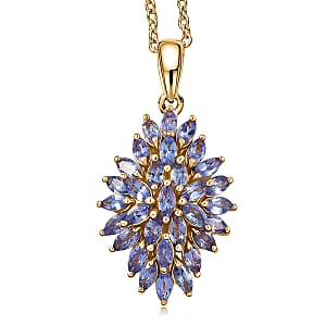 EverTrue Tanzanite 3.00 ctw Pendant in 18K YG Plated with ION Plated YG Stainless Steel Necklace 20 Inches