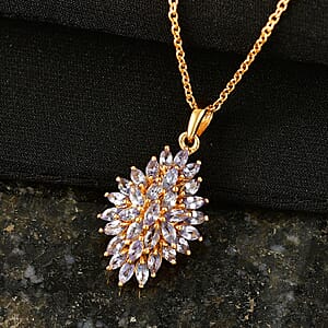 EverTrue Tanzanite 3.00 ctw Pendant in 18K YG Plated with ION Plated YG Stainless Steel Necklace 20 Inches
