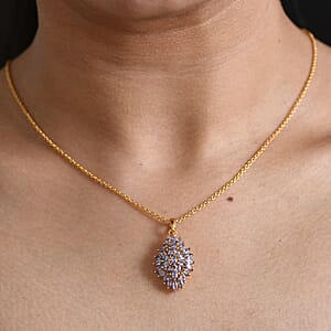 EverTrue Tanzanite 3.00 ctw Pendant in 18K YG Plated with ION Plated YG Stainless Steel Necklace 20 Inches