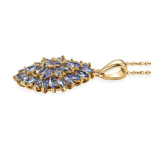 EverTrue Tanzanite 3.00 ctw Pendant in 18K YG Plated with ION Plated YG Stainless Steel Necklace 20 Inches