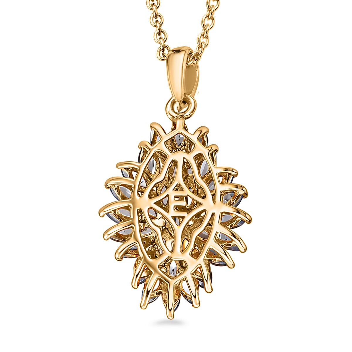 EverTrue Tanzanite 3.00 ctw Pendant in 18K YG Plated with ION Plated YG Stainless Steel Necklace 20 Inches