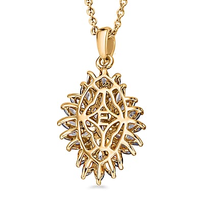 EverTrue Tanzanite 3.00 ctw Pendant in 18K YG Plated with ION Plated YG Stainless Steel Necklace 20 Inches