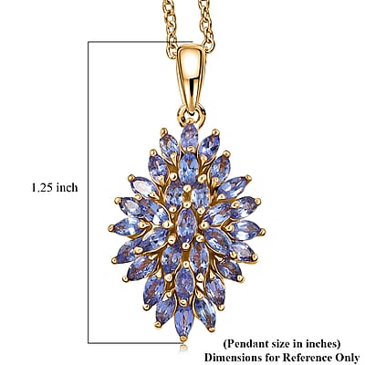 EverTrue Tanzanite 3.00 ctw Pendant in 18K YG Plated with ION Plated YG Stainless Steel Necklace 20 Inches