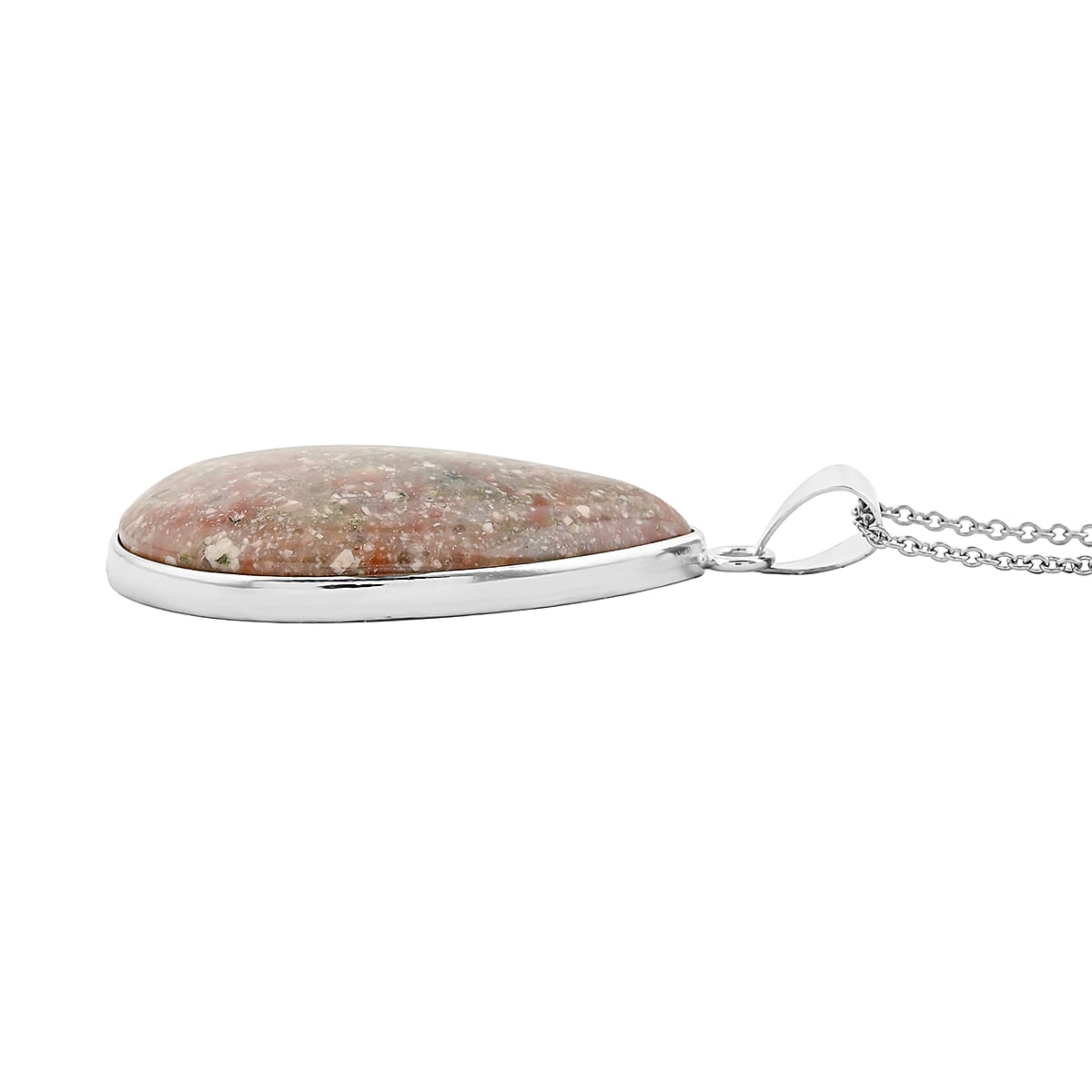 Autumn Jasper Pendant in Silvertone with Stainless Steel Necklace (20 Inches) 50.00 ctw image number 3