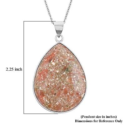 Autumn Jasper 50.00 ctw Pendant in Silvertone with Stainless Steel Necklace (20 Inches)