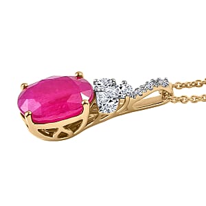 Certified & Appraised AAA Montepuez Ruby and Luxuriant Lab Grown Diamond G-H SI 5.70 ctw Pendant Necklace in 10K Yellow Gold (20 Inches)