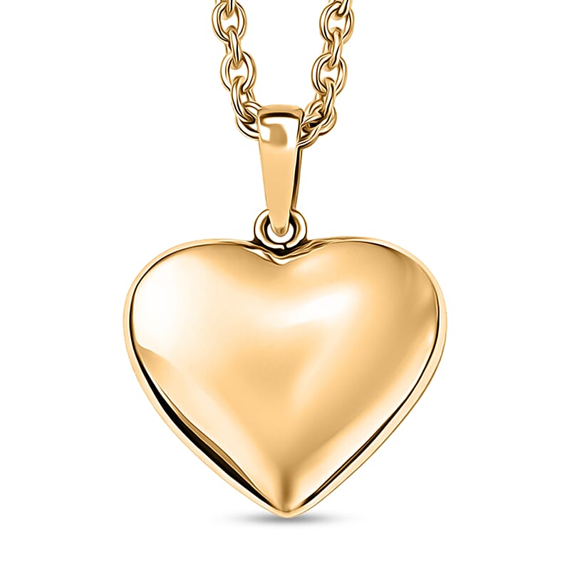 Heart Pendant in 10K Yellow Gold with ION Plated YG Stainless Steel Necklace 1.70 Grams 20 Inches