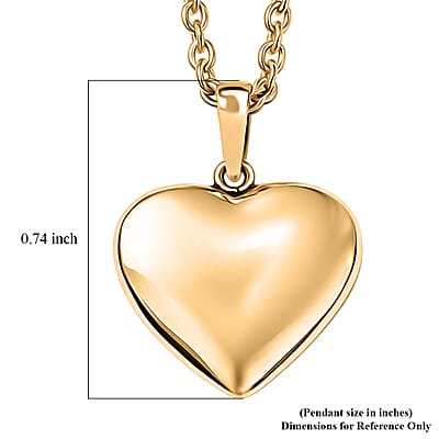 Heart Pendant in 10K Yellow Gold with ION Plated YG Stainless Steel Necklace 1.70 Grams 20 Inches