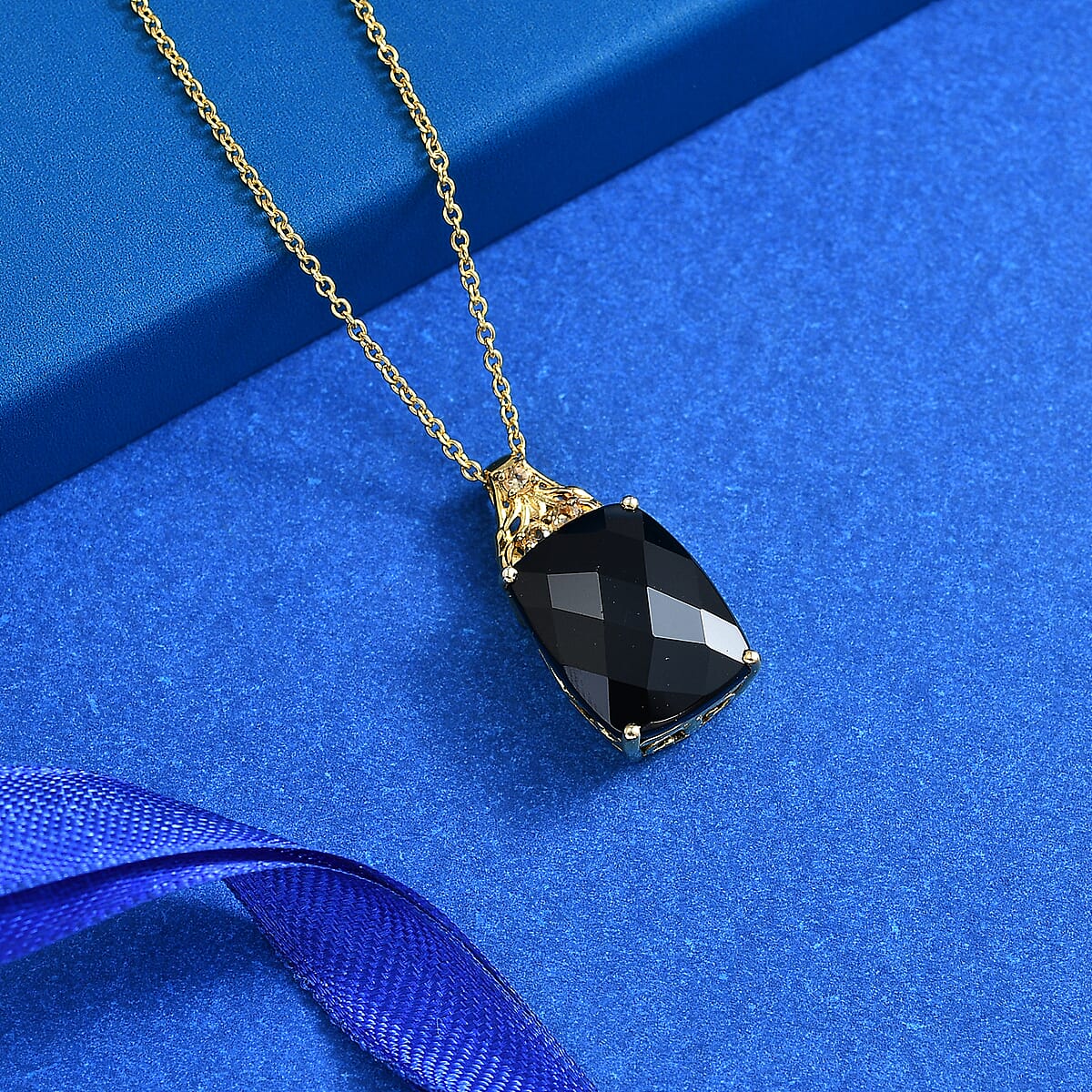 EverTrue Thai Black Spinel, Brazilian Citrine Pendant in 18K YG Plated with ION Plated YG Stainless Steel Necklace (20 Inches) 26.75 ctw image number 1